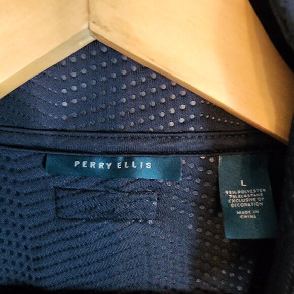 Perry Ellis Large Navy Blue Polyester Blend Zip Vest Men’s Activewear - Picture 3 of 5